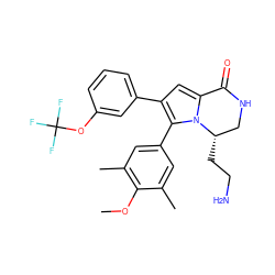 COc1c(C)cc(-c2c(-c3cccc(OC(F)(F)F)c3)cc3n2[C@@H](CCN)CNC3=O)cc1C ZINC000207239927