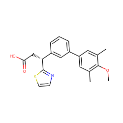 COc1c(C)cc(-c2cccc([C@@H](CC(=O)O)c3nccs3)c2)cc1C ZINC001772584967