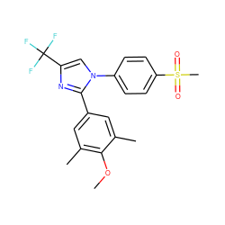 COc1c(C)cc(-c2nc(C(F)(F)F)cn2-c2ccc(S(C)(=O)=O)cc2)cc1C ZINC000003814615