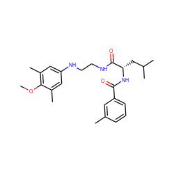 COc1c(C)cc(NCCNC(=O)[C@H](CC(C)C)NC(=O)c2cccc(C)c2)cc1C ZINC000014971457