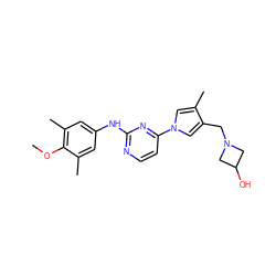 COc1c(C)cc(Nc2nccc(-n3cc(C)c(CN4CC(O)C4)c3)n2)cc1C ZINC000144034061