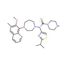 COc1c(C)cc2cccnc2c1N1CCCN([C@H](C(=O)N2CCNCC2)c2csc(C(C)C)n2)CC1 ZINC000096905547