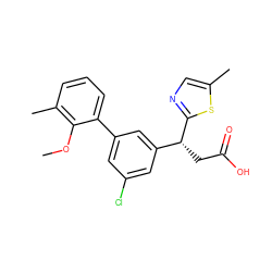 COc1c(C)cccc1-c1cc(Cl)cc([C@@H](CC(=O)O)c2ncc(C)s2)c1 ZINC001772635324