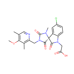 COc1c(C)cnc(CN2C(=O)N(C)[C@]3(C2=O)C(=O)N(CC(=O)O)c2ccc(Cl)cc23)c1C ZINC000084711056