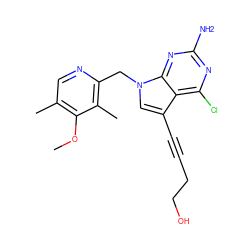 COc1c(C)cnc(Cn2cc(C#CCCO)c3c(Cl)nc(N)nc32)c1C ZINC000043132636