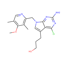 COc1c(C)cnc(Cn2cc(CCCO)c3c(Cl)nc(N)nc32)c1C ZINC000095564242