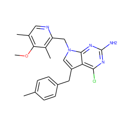 COc1c(C)cnc(Cn2cc(Cc3ccc(C)cc3)c3c(Cl)nc(N)nc32)c1C ZINC001772614925