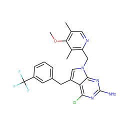 COc1c(C)cnc(Cn2cc(Cc3cccc(C(F)(F)F)c3)c3c(Cl)nc(N)nc32)c1C ZINC001772653421