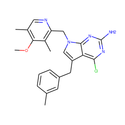 COc1c(C)cnc(Cn2cc(Cc3cccc(C)c3)c3c(Cl)nc(N)nc32)c1C ZINC001772652126