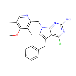 COc1c(C)cnc(Cn2cc(Cc3ccccc3)c3c(Cl)nc(N)nc32)c1C ZINC001772647683