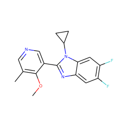 COc1c(C)cncc1-c1nc2cc(F)c(F)cc2n1C1CC1 ZINC000199457036