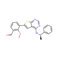 COc1c(C=O)cccc1-c1cc2c(N[C@H](C)c3ccccc3)ncnc2s1 ZINC000653692813