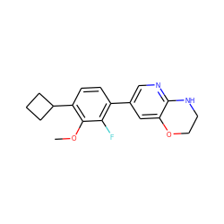 COc1c(C2CCC2)ccc(-c2cnc3c(c2)OCCN3)c1F ZINC000224552630