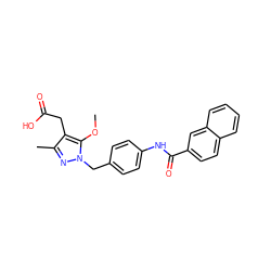 COc1c(CC(=O)O)c(C)nn1Cc1ccc(NC(=O)c2ccc3ccccc3c2)cc1 ZINC000168910417