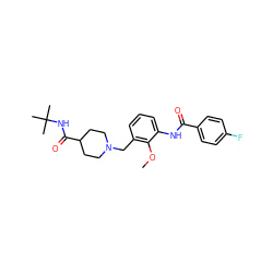 COc1c(CN2CCC(C(=O)NC(C)(C)C)CC2)cccc1NC(=O)c1ccc(F)cc1 ZINC001772649271