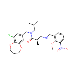 COc1c(CNC[C@@H](C)C(=O)N(Cc2cc(Cl)c3c(c2)OCCCO3)CC(C)C)cccc1[N+](=O)[O-] ZINC000114099617