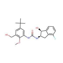 COc1c(CO)cc(C(C)(C)C)cc1NC(=O)N[C@@H]1Cc2c(F)cccc2[C@@H]1O ZINC000142956115