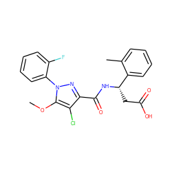 COc1c(Cl)c(C(=O)N[C@@H](CC(=O)O)c2ccccc2C)nn1-c1ccccc1F ZINC000095555222