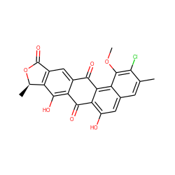 COc1c(Cl)c(C)cc2cc(O)c3c(c12)C(=O)c1cc2c(c(O)c1C3=O)[C@@H](C)OC2=O ZINC000028973510