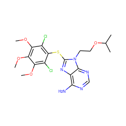 COc1c(Cl)c(Sc2nc3c(N)ncnc3n2CCOC(C)C)c(Cl)c(OC)c1OC ZINC000013642812