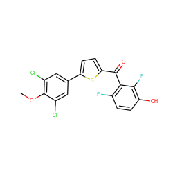 COc1c(Cl)cc(-c2ccc(C(=O)c3c(F)ccc(O)c3F)s2)cc1Cl ZINC001772596817