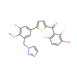 COc1c(Cl)cc(-c2ccc(C(=O)c3c(F)ccc(O)c3F)s2)cc1Cn1ccnn1 ZINC001772648858