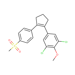 COc1c(Cl)cc(C2=C(c3ccc(S(C)(=O)=O)cc3)CCC2)cc1Cl ZINC000013744282