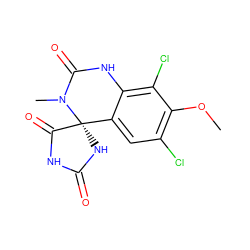 COc1c(Cl)cc2c(c1Cl)NC(=O)N(C)[C@@]21NC(=O)NC1=O ZINC000013456047