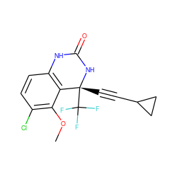 COc1c(Cl)ccc2c1[C@@](C#CC1CC1)(C(F)(F)F)NC(=O)N2 ZINC000006483445