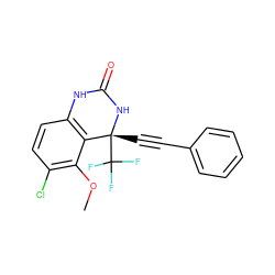 COc1c(Cl)ccc2c1[C@@](C#Cc1ccccc1)(C(F)(F)F)NC(=O)N2 ZINC000006483447