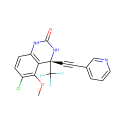 COc1c(Cl)ccc2c1[C@@](C#Cc1cccnc1)(C(F)(F)F)NC(=O)N2 ZINC000005853183