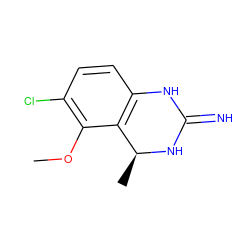 COc1c(Cl)ccc2c1[C@H](C)NC(=N)N2 ZINC000029131427