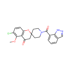 COc1c(Cl)ccc2c1C(=O)CC1(CCN(C(=O)c3cccc4cn[nH]c34)CC1)O2 ZINC000049068028