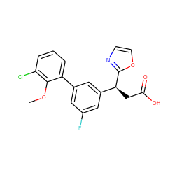 COc1c(Cl)cccc1-c1cc(F)cc([C@H](CC(=O)O)c2ncco2)c1 ZINC001772648487