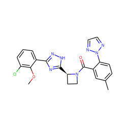 COc1c(Cl)cccc1-c1n[nH]c([C@@H]2CCN2C(=O)c2cc(C)ccc2-n2nccn2)n1 ZINC000218111743