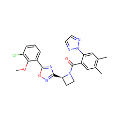 COc1c(Cl)cccc1-c1nc([C@@H]2CCN2C(=O)c2cc(C)c(C)cc2-n2nccn2)no1 ZINC000218139015