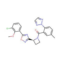 COc1c(Cl)cccc1-c1nc([C@@H]2CCN2C(=O)c2cc(C)ccc2-n2nccn2)no1 ZINC000218180502