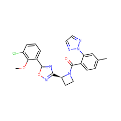 COc1c(Cl)cccc1-c1nc([C@@H]2CCN2C(=O)c2ccc(C)cc2-n2nccn2)no1 ZINC000218124902