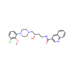 COc1c(Cl)cccc1N1CCN(C[C@@H](O)CCNC(=O)c2cnc3ccccc3c2)CC1 ZINC000473247236