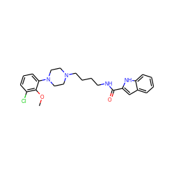 COc1c(Cl)cccc1N1CCN(CCCCNC(=O)c2cc3ccccc3[nH]2)CC1 ZINC000473248228