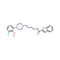 COc1c(Cl)cccc1N1CCN(CCCCNC(=O)c2cc3ccccc3o2)CC1 ZINC000473248784