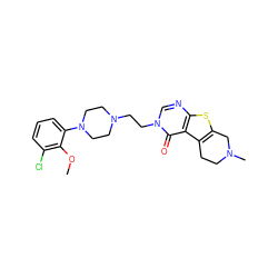 COc1c(Cl)cccc1N1CCN(CCn2cnc3sc4c(c3c2=O)CCN(C)C4)CC1 ZINC000028530241