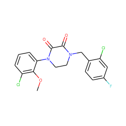 COc1c(Cl)cccc1N1CCN(Cc2ccc(F)cc2Cl)C(=O)C1=O ZINC000095566103