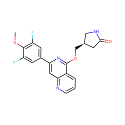 COc1c(F)cc(-c2cc3ncccc3c(OC[C@H]3CNC(=O)C3)n2)cc1F ZINC000141845182