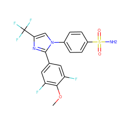 COc1c(F)cc(-c2nc(C(F)(F)F)cn2-c2ccc(S(N)(=O)=O)cc2)cc1F ZINC000013762160