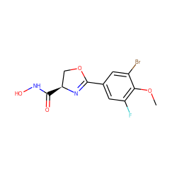 COc1c(F)cc(C2=N[C@@H](C(=O)NO)CO2)cc1Br ZINC000013474906