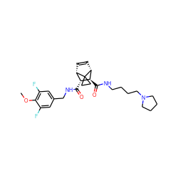 COc1c(F)cc(CNC(=O)[C@@H]2[C@@H]3C=C[C@H]([C@H]2C(=O)NCCCCN2CCCC2)C32CC2)cc1F ZINC000168384746