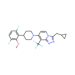 COc1c(F)ccc(F)c1C1CCN(c2ccn3c(CC4CC4)nnc3c2C(F)(F)F)CC1 ZINC000095557786