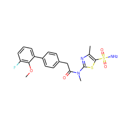 COc1c(F)cccc1-c1ccc(CC(=O)N(C)c2nc(C)c(S(N)(=O)=O)s2)cc1 ZINC001772644203