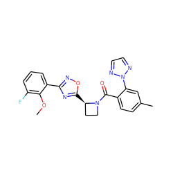 COc1c(F)cccc1-c1noc([C@@H]2CCN2C(=O)c2ccc(C)cc2-n2nccn2)n1 ZINC000218125830